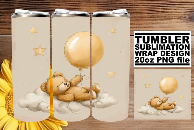 Teddy Bear Nursery Art on Tumbler Wrap - Playful Elegance Sublimation afrosvg 