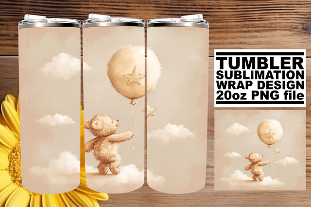 Teddy Bear Nursery Art on Tumbler Wrap Sublimation afrosvg 