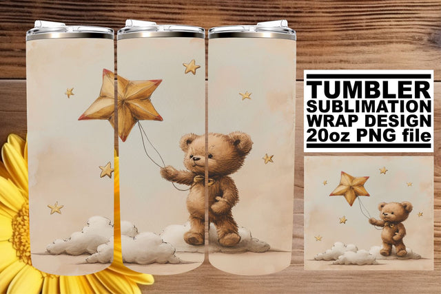 Teddy Bear Nursery Artistry on Tumbler Wrap - Playful Creations Sublimation afrosvg 