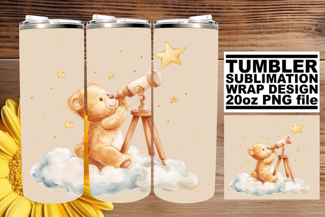 Teddy Bear Nursery Artistry on Tumbler Wrap - Playful Imagination Sublimation afrosvg 