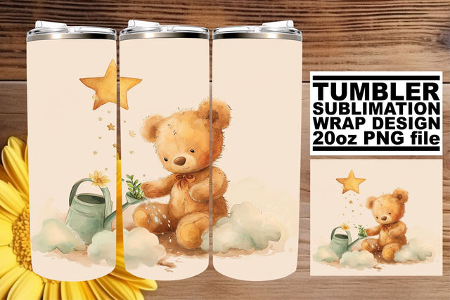 Teddy Bear Nursery Artistry on Tumbler Wrap - Playful Sublimation afrosvg 