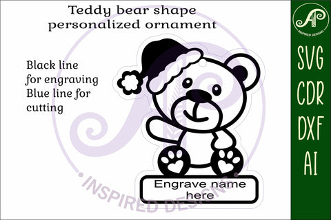 Teddy bear sitting Christmas Ornament SVG laser cut SVG APInspireddesigns 