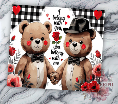 Teddy Bear Valentine's 20oz Tumbler, Valentine’s Day Tumbler, Teddy Bear Design, You Belong with Me, 20oz Tumbler Wrap, Cute Valentine Gift, Love Tumbler, Sublimation Wrap Sublimation Li Zamperini 