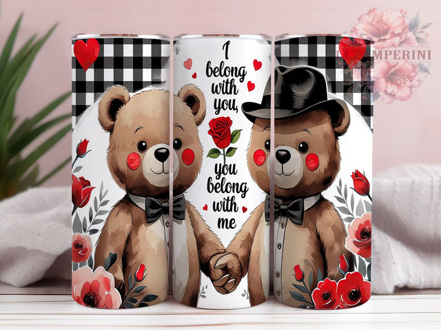 Teddy Bear Valentine's 20oz Tumbler, Valentine’s Day Tumbler, Teddy Bear Design, You Belong with Me, 20oz Tumbler Wrap, Cute Valentine Gift, Love Tumbler, Sublimation Wrap Sublimation Li Zamperini 