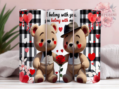 Teddy Bear Valentine's 20oz Tumbler, Valentine’s Day Tumbler, Teddy Bear Design, You Belong with Me, 20oz Tumbler Wrap, Cute Valentine Gift, Love Tumbler, Sublimation Wrap Sublimation Li Zamperini 