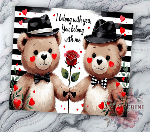 Teddy Bear Valentine's 20oz Tumbler, Valentine’s Day Tumbler, Teddy Bear Design, You Belong with Me, 20oz Tumbler Wrap, Cute Valentine Gift, Love Tumbler, Sublimation Wrap Sublimation Li Zamperini 