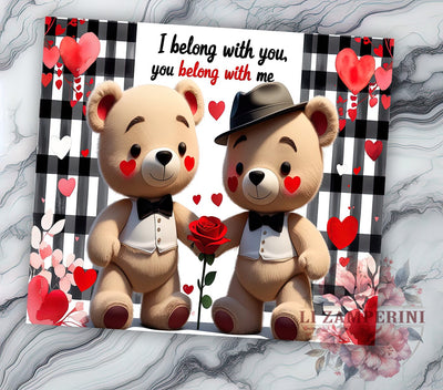 Teddy Bear Valentine's 20oz Tumbler, Valentine’s Day Tumbler, Teddy Bear Design, You Belong with Me, 20oz Tumbler Wrap, Cute Valentine Gift, Love Tumbler, Sublimation Wrap Sublimation Li Zamperini 