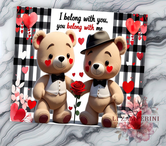 Teddy Bear Valentine's 20oz Tumbler, Valentine’s Day Tumbler, Teddy Bear Design, You Belong with Me, 20oz Tumbler Wrap, Cute Valentine Gift, Love Tumbler, Sublimation Wrap Sublimation Li Zamperini 