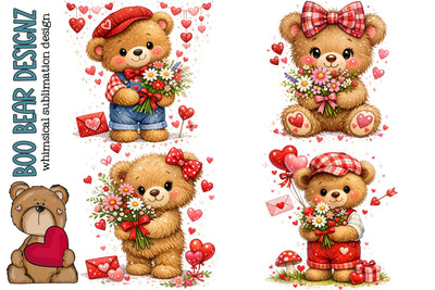 Teddy Bear Valentines Day Clipart Sublimation Boo Bear Designz 