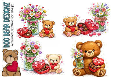 Teddy Bear Valentines Day clipart Sublimation Boo Bear Designz 