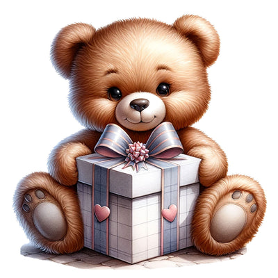 Teddy Bear with Gift Box,Illustrator Clipart,Quotes and Sayings,Food & Drink,On Sale, Print & Cut Sublimation Newmockups 