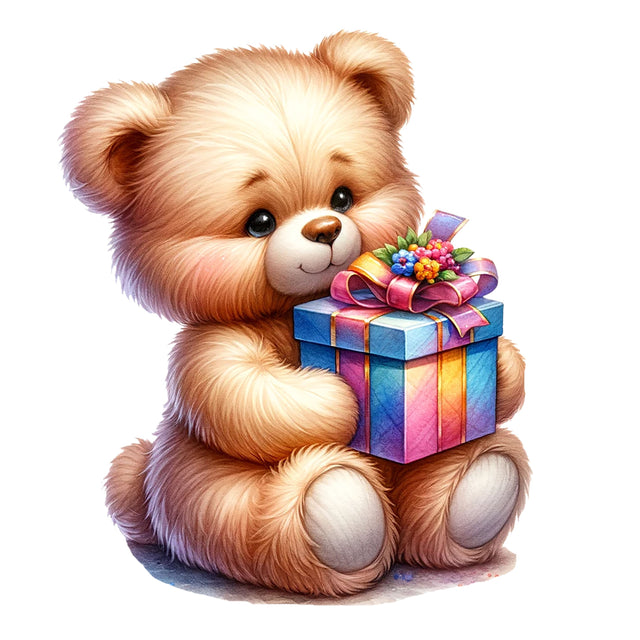 Teddy Bear with Gift Box,Illustrator Clipart,Quotes and Sayings,Food & Drink,On Sale, Print & Cut Sublimation Newmockups 