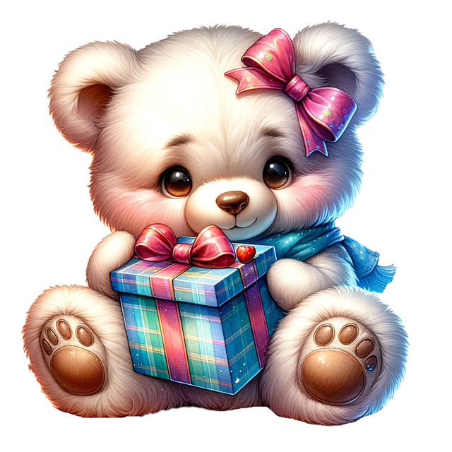 Teddy Bear with Gift Box,Illustrator Clipart,Quotes and Sayings,Food & Drink,On Sale, Print & Cut Sublimation Newmockups 