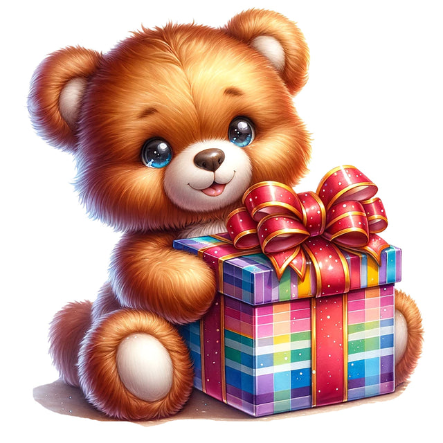 Teddy Bear with Gift Box,Illustrator Clipart,Quotes and Sayings,Food & Drink,On Sale, Print & Cut Sublimation Newmockups 