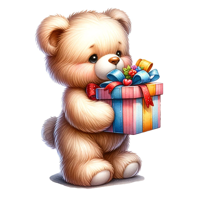 Teddy Bear with Gift Box,Illustrator Clipart,Quotes and Sayings,Food & Drink,On Sale, Print & Cut Sublimation Newmockups 