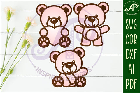 Teddy bears two layer laser cut outs SVG file d1 SVG APInspireddesigns 