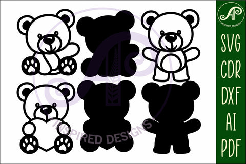 Teddy bears two layer laser cut outs SVG file d1 SVG APInspireddesigns 