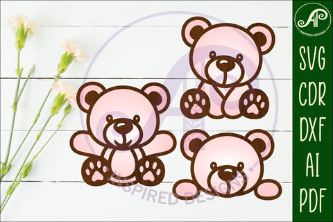 Teddy bears two layer laser cut outs SVG file d2 SVG APInspireddesigns 