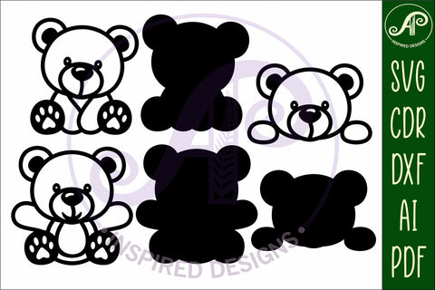 Teddy bears two layer laser cut outs SVG file d2 SVG APInspireddesigns 