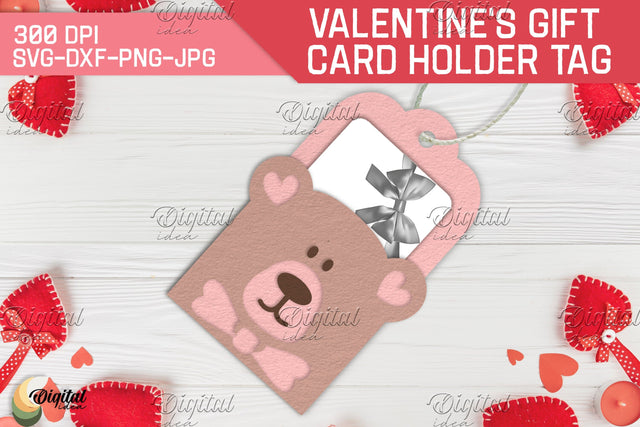 Teddy SVG. Valentine's Gift Card Holder Tag 3D Paper Evgenyia Guschina 
