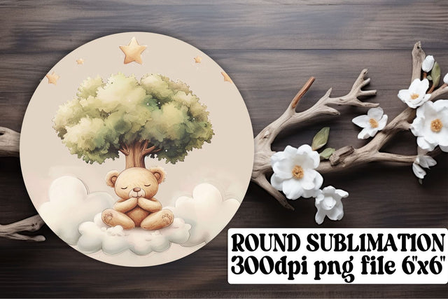 Teddy's Watercolor Charm Delights in Circles Sublimation afrosvg 