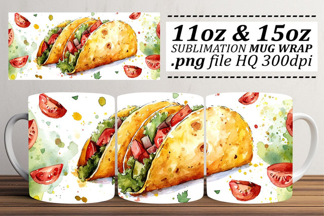 Tempting Treats Mug Wrap with Watercolor Patterns Sublimation afrosvg 