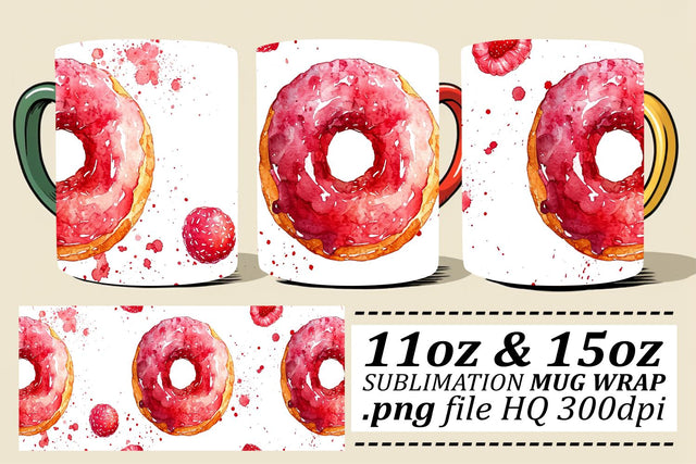 Tempting Treats Mug Wrap with Watercolor Patterns Sublimation afrosvg 