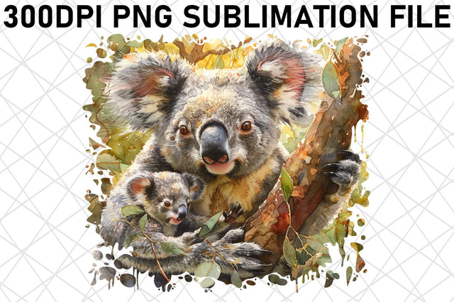 Tender Watercolor Animal Mom & Baby Sublimation Sublimation afrosvg 