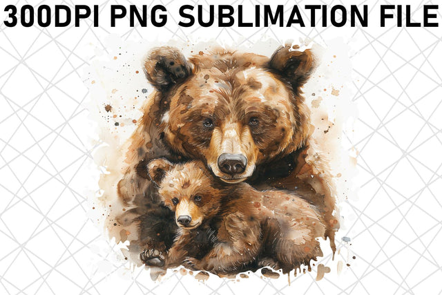 Tender Watercolor Animal Mom & Baby Sublimation Sublimation afrosvg 