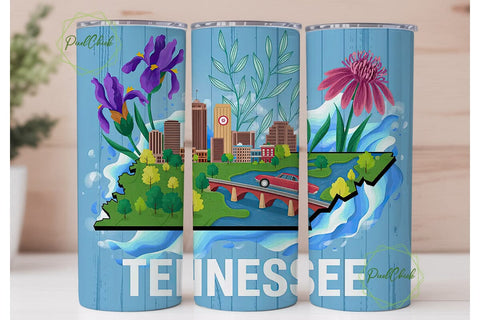 Tennessee Cityscape Flowers 20oz Tumbler Sublimation PixelChick 