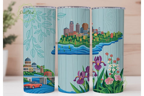 Tennessee Cityscape Flowers 20oz Tumbler Sublimation PixelChick 