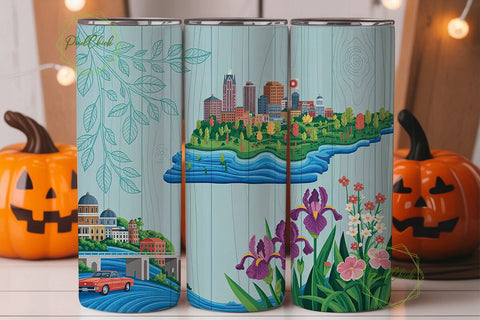 Tennessee Cityscape Flowers 20oz Tumbler Sublimation PixelChick 