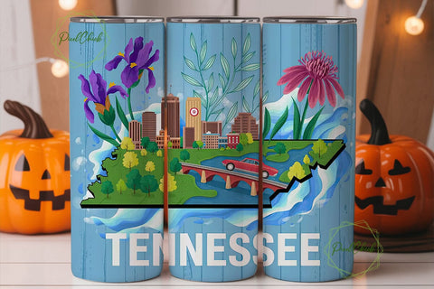 Tennessee Cityscape Flowers 20oz Tumbler Sublimation PixelChick 