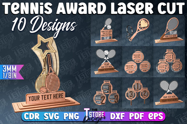 Tennis Award Laser Cut | Award Laser Cut Design | CNC Files SVG The T Store Design 
