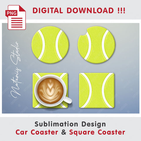 Tennis Ball Design. Coaster Sublimation Template Sublimation Natariis Studio 