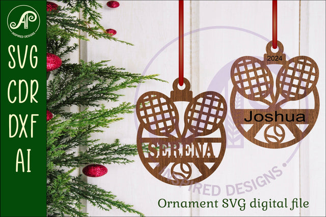 Tennis Christmas Ornament SVG laser cut SVG APInspireddesigns 