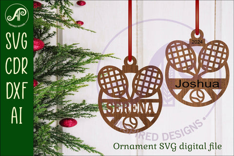 Tennis Christmas Ornament SVG laser cut SVG APInspireddesigns 