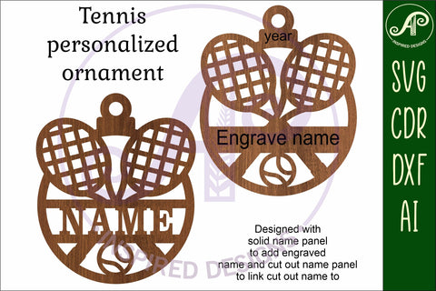 Tennis Christmas Ornament SVG laser cut SVG APInspireddesigns 