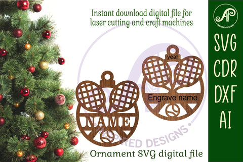 Tennis Christmas Ornament SVG laser cut SVG APInspireddesigns 