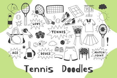 Tennis Doodles PNG Clipart Sublimation Rin Green 