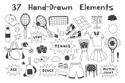 Tennis Doodles PNG Clipart Sublimation Rin Green 
