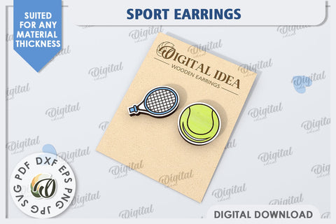 Tennis Earrings Laser Cut. Sports Stud Earrings SVG SVG Evgenyia Guschina 