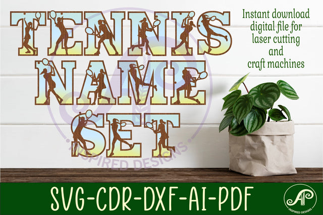 Tennis female player letters alphabet set x 53 SVG APInspireddesigns 