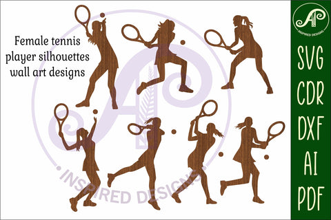 Tennis female Silhouette shapes svg SVG APInspireddesigns 