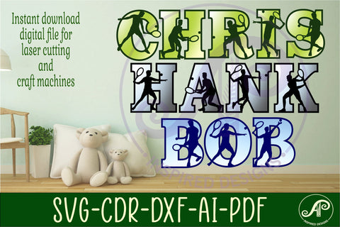 Tennis male player letters alphabet set x 53 SVG APInspireddesigns 