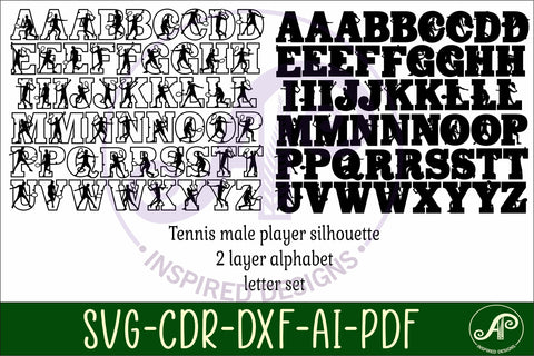 Tennis male player letters alphabet set x 53 SVG APInspireddesigns 