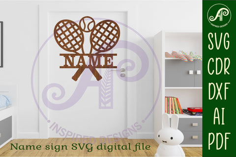 Tennis Name sign svg laser cut template SVG APInspireddesigns 