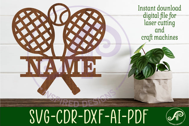 Tennis Name sign svg laser cut template SVG APInspireddesigns 