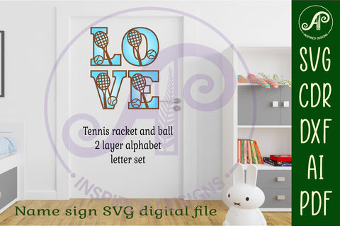 Tennis racket and ball letters alphabet set x 26 SVG APInspireddesigns 