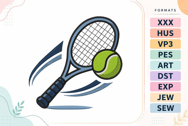 Tennis Racket and Ball Sports Embroidery Design Embroidery/Applique DESIGNS sg embroidery 